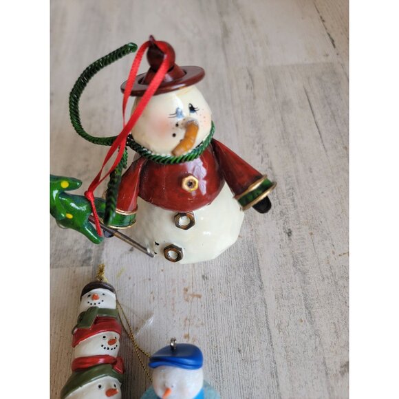 Snowman variety dad stack totem tree ornament Xmas set unique - Picture 3 of 10